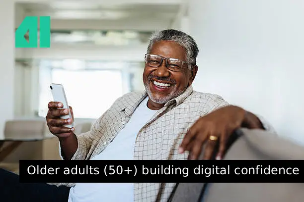Older adults. man smiling with phone in hands